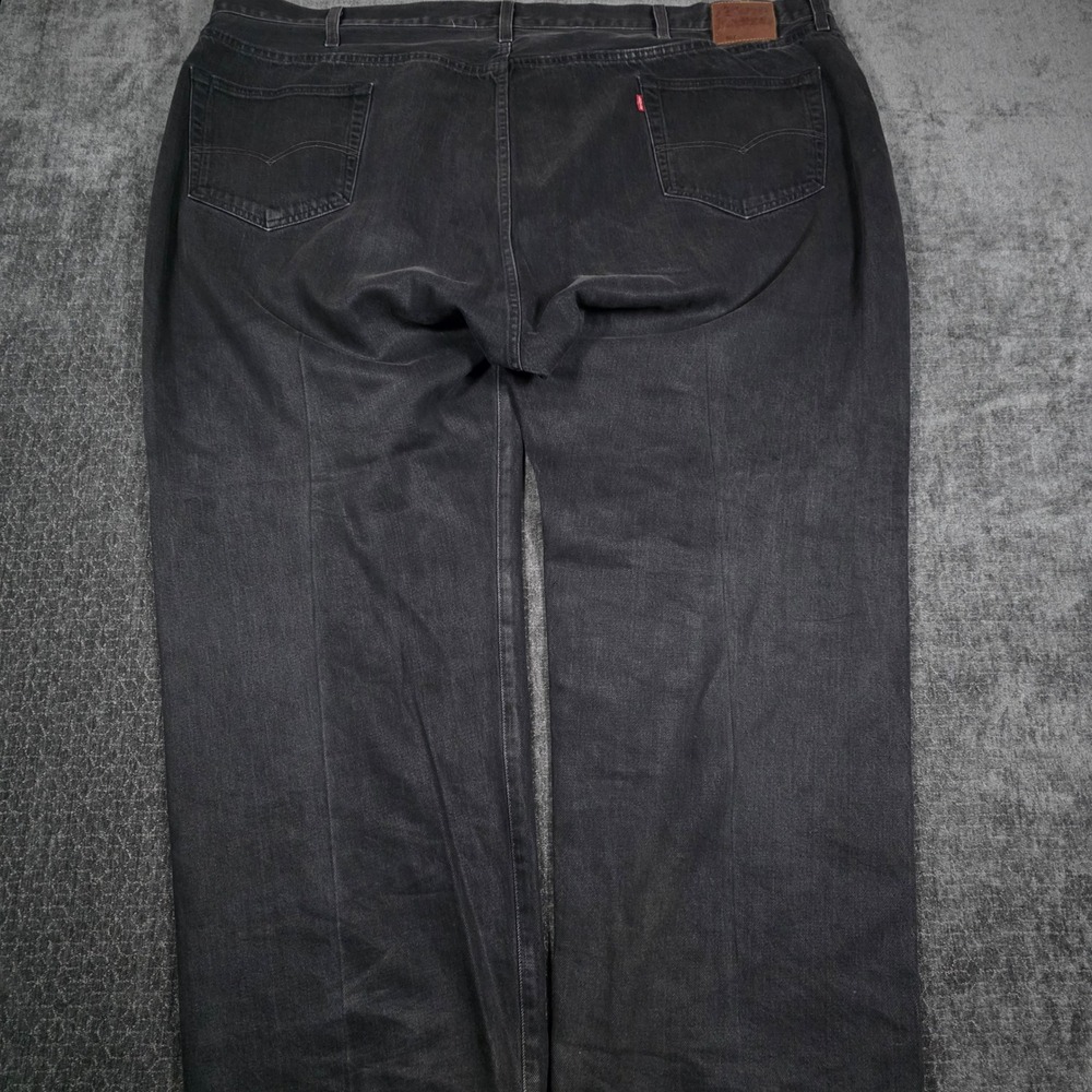 Levis Premium 501 Original Fit Mens Black Faded Denim Button Fly Jeans 54x32